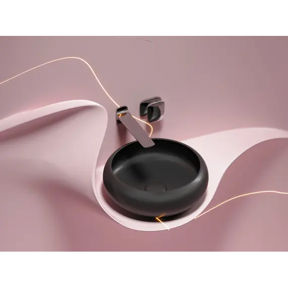 Умывальник чаша Ceramica Nova накладная круглая (цвет Черный Матовый) Element 360*360*120мм