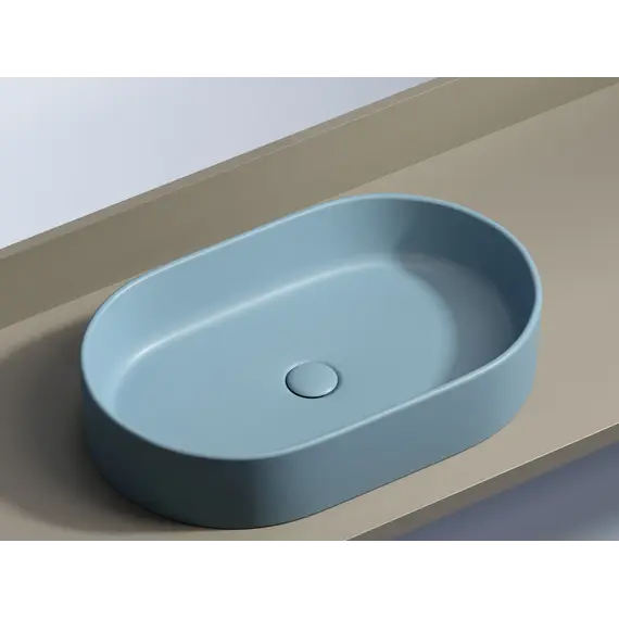 Умывальник чаша Ceramica Nova накладная овальная (цвет Голубой Матовый) Element 608*385*122мм