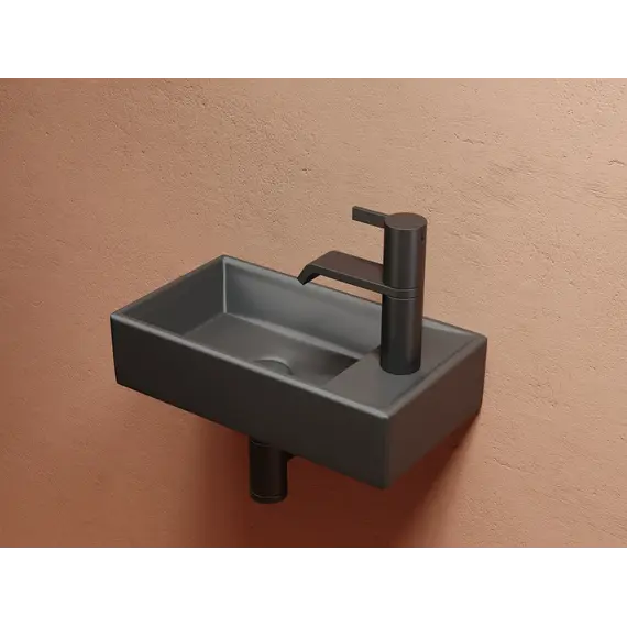 Умывальник подвесной Ceramica Nova L/R,  темный антрацит матовый Element 407*217*100