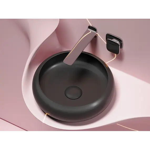 Умывальник чаша Ceramica Nova накладная круглая (цвет Черный Матовый) Element 360*360*120мм