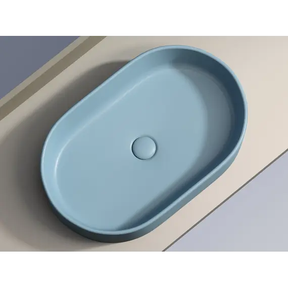 Умывальник чаша Ceramica Nova накладная овальная (цвет Голубой Матовый) Element 608*385*122мм