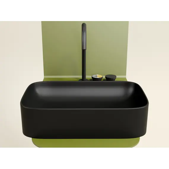 Умывальник чаша Ceramica Nova накладная прямоугольная (цвет Черный Матовый) Element 605*380*122мм