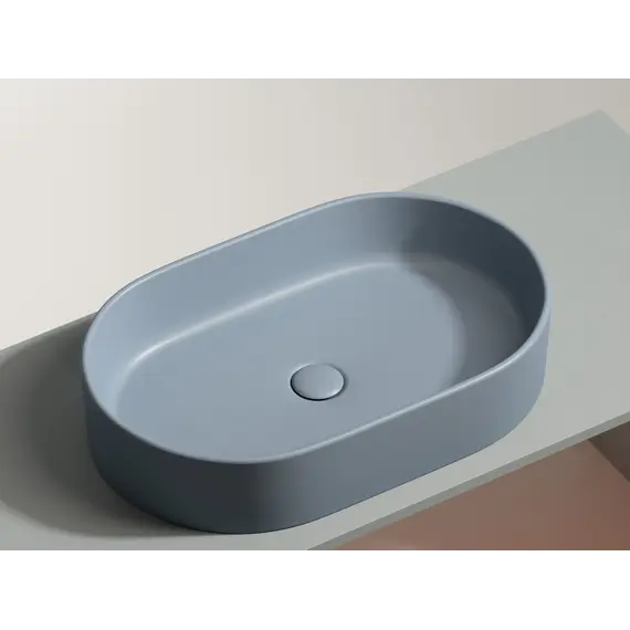 Умывальник чаша Ceramica Nova накладная овальная (цвет Серо-Голубой Матовый) Element 608*385*122мм
