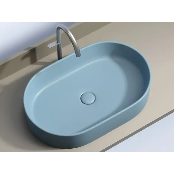 Умывальник чаша Ceramica Nova накладная овальная (цвет Голубой Матовый) Element 608*385*122мм