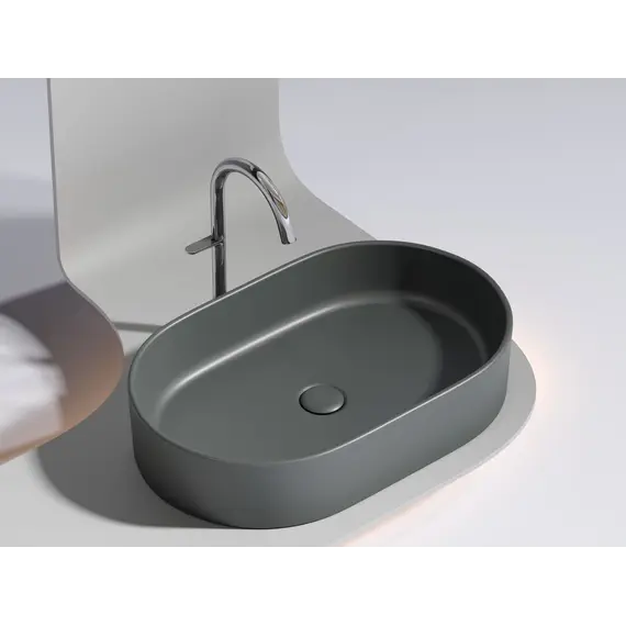 Умывальник чаша Ceramica Nova накладная овальная (цвет Темный Антрацит Матовый) Element 608*385*122мм