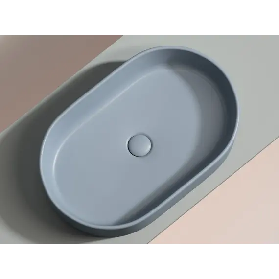 Умывальник чаша Ceramica Nova накладная овальная (цвет Серо-Голубой Матовый) Element 608*385*122мм