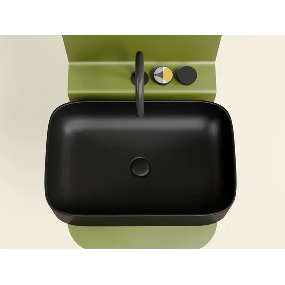 Умывальник чаша Ceramica Nova накладная прямоугольная (цвет Черный Матовый) Element 605*380*122мм