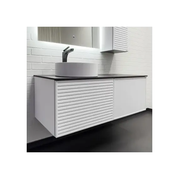 Тумба-умывальник Comforty Геленджик 120 белый матовый со столешницей мрамор Калакатта Блэк c раковиной Comforty