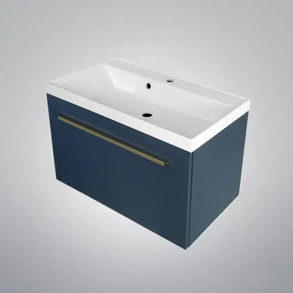 Тумба подвесная ACWEN МИРА 70/80/90 с раковиной Слим , темно-синий матовый