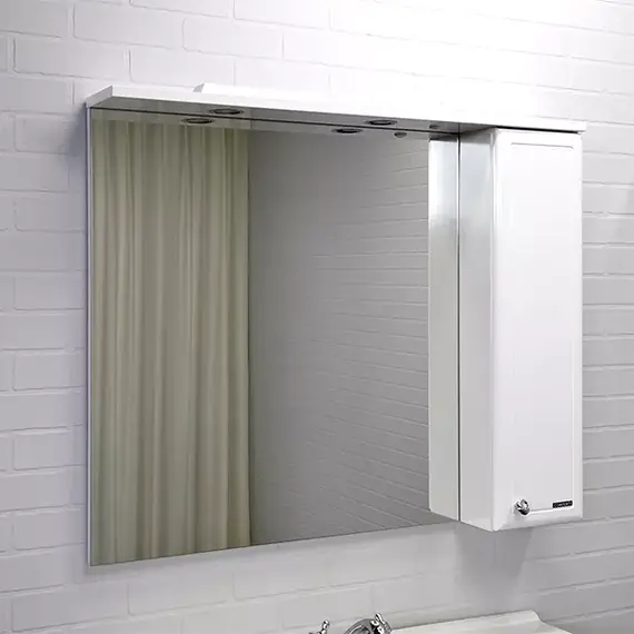 COMFORTY. Зеркало-шкаф "Сочи-85/100" белый глянец