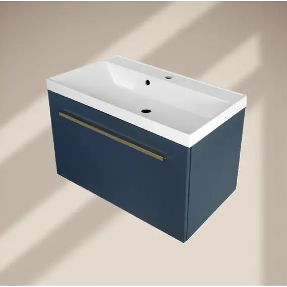 Тумба подвесная ACWEN МИРА 70/80/90 с раковиной Слим , темно-синий матовый