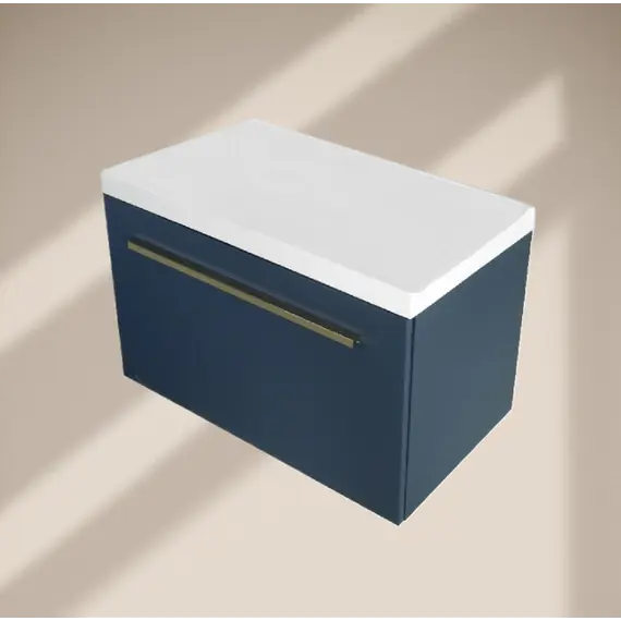 Тумба подвесная ACWEN МИРА 70/80/90 с раковиной Слим , темно-синий матовый