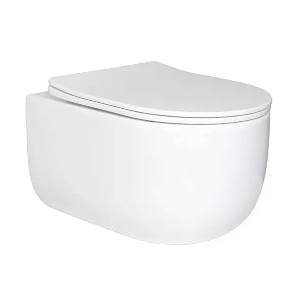 Безободковый подвесной унитаз белый микролифт дюропласт Торнадо Gid Tr2133TF