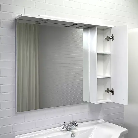 COMFORTY. Зеркало-шкаф "Сочи-85/100" белый глянец