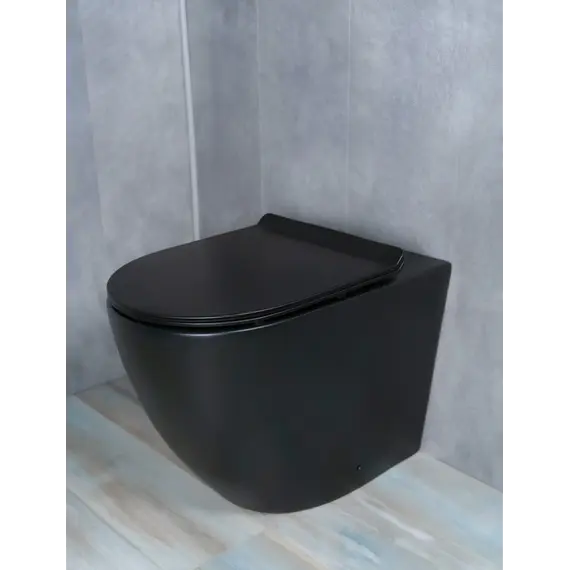 Приставной безободковый унитаз микролифт дюропласт Gid TRS-269BM