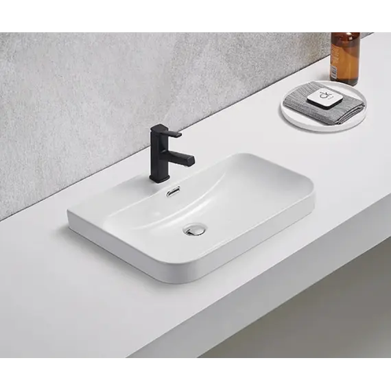 Встраиваемая сверху белая раковина для ванной Gid 9560s