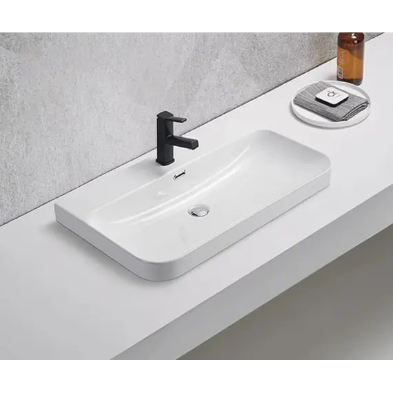 Встраиваемая сверху белая раковина для ванной Gid 9580s