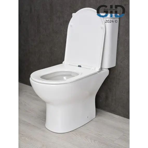 Напольный унитаз белый безободковый микролифт дюропласт Gid Tn2123
