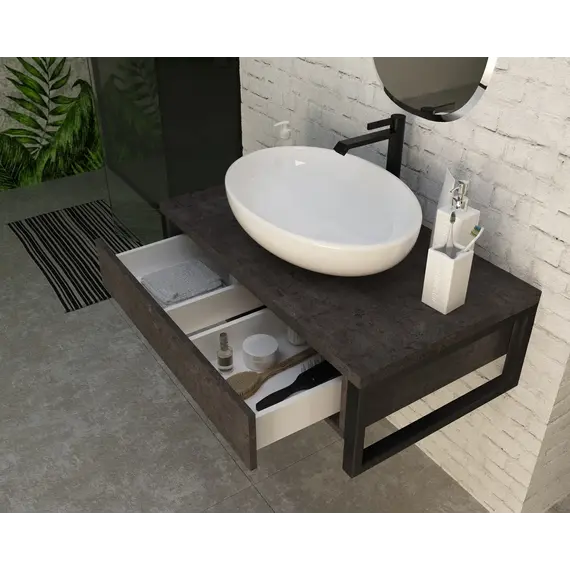 Тумба подвесная 1Marka GRUNGE LOFT бетон темный