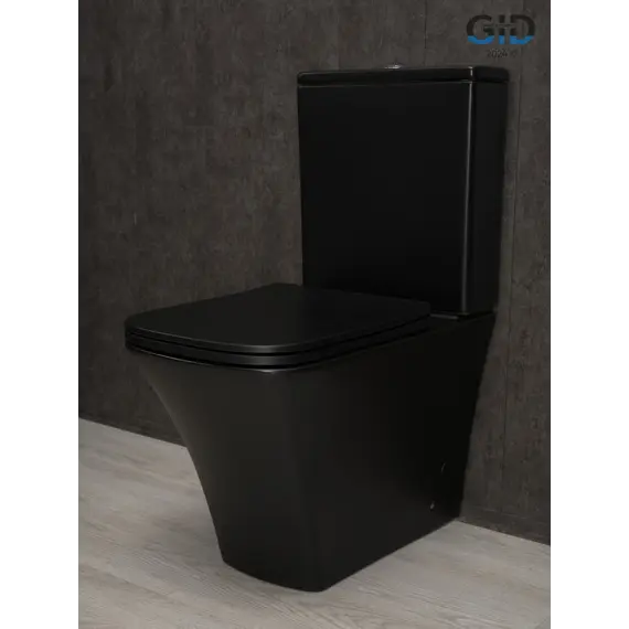 Напольный унитаз черный матовый безободковый микролифт дюропласт Gid Tn2184Bm (+GEBERIT)