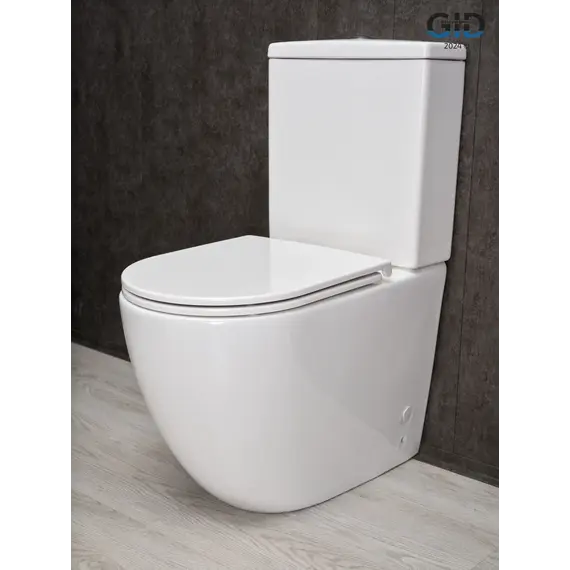 Напольный унитаз белый безободковый микролифт дюропласт Gid Tn2188 (+GEBERIT)
