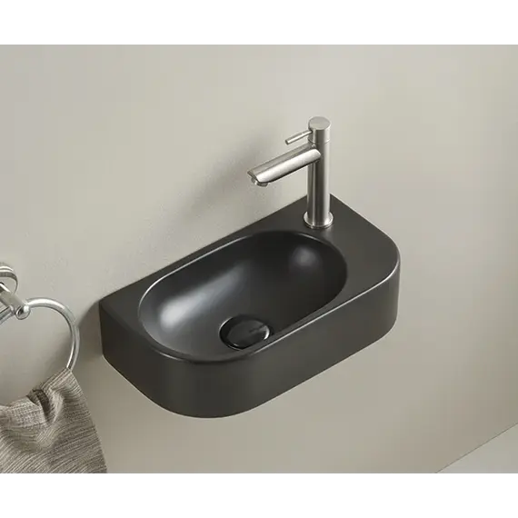 Подвесная черная матовая раковина для ванной  Gid Bm9274L/R
