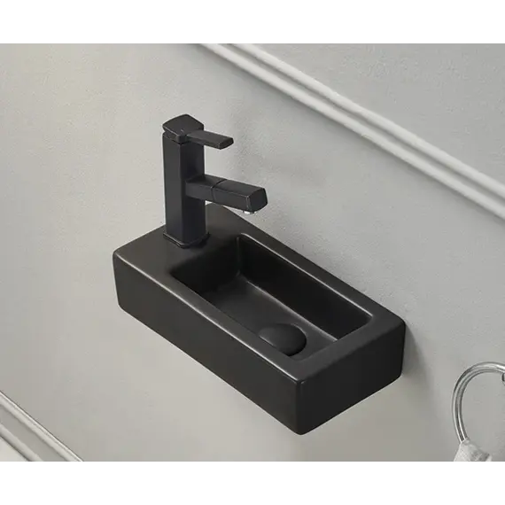 Подвесная черная матовая раковина для ванной  Gid Bm9272 L/R