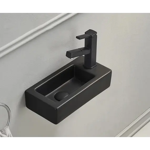 Подвесная черная матовая раковина для ванной  Gid Bm9272 L/R