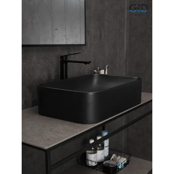 Накладная черная матовая раковина для ванной Gid Bm9598
