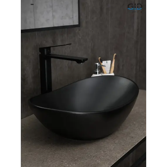 Накладная черная матовая раковина для ванной Gid Bm9133