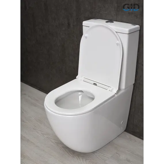 Напольный унитаз белый безободковый микролифт дюропласт Gid Tn2188 (+GEBERIT)