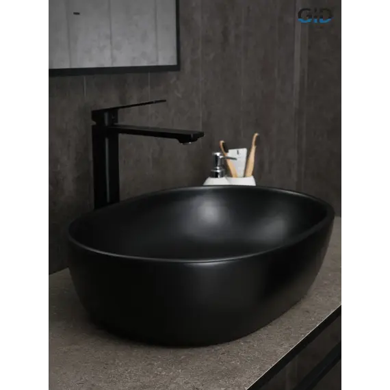 Накладная черная матовая раковина для ванной Gid Bm9026b