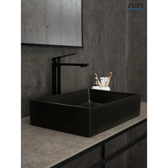 Накладная черная матовая раковина для ванной Gid Bm1204