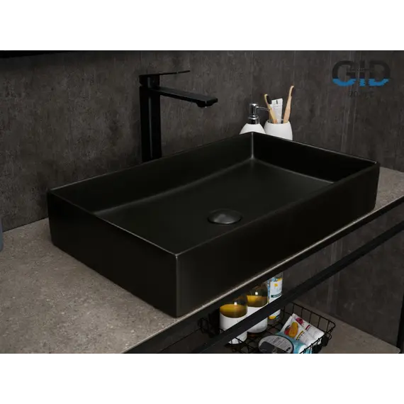 Накладная черная матовая раковина для ванной Gid Bm9496