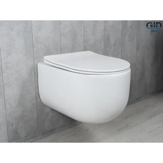 Безободковый подвесной унитаз белый микролифт дюропласт Торнадо Gid Tr2133TF