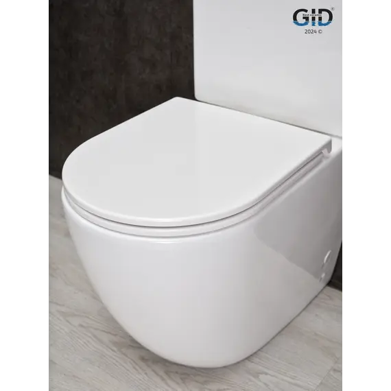 Напольный унитаз белый безободковый микролифт дюропласт Gid Tn2188 (+GEBERIT)
