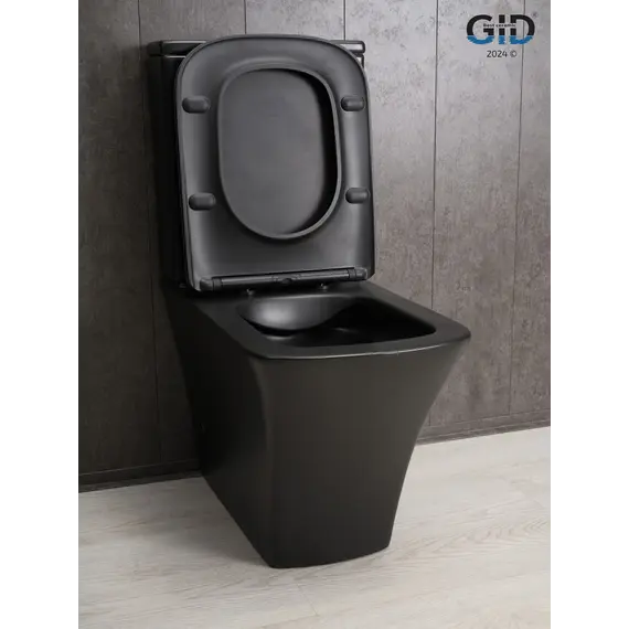 Напольный унитаз черный матовый безободковый микролифт дюропласт Gid Tn2184Bm (+GEBERIT)