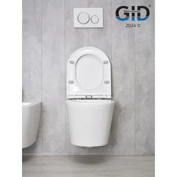 Безободковый подвесной унитаз микролифт дюропласт Gid Tr2130