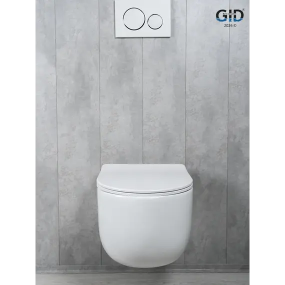 Безободковый подвесной унитаз белый микролифт дюропласт Торнадо Gid Tr2133TF