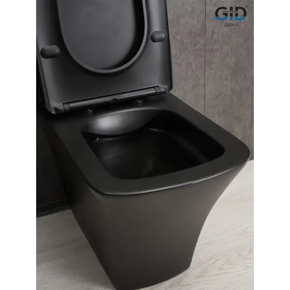 Напольный унитаз черный матовый безободковый микролифт дюропласт Gid Tn2184Bm (+GEBERIT)
