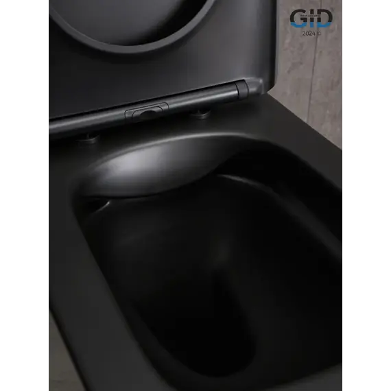 Напольный унитаз черный матовый безободковый микролифт дюропласт Gid Tn2184Bm (+GEBERIT)