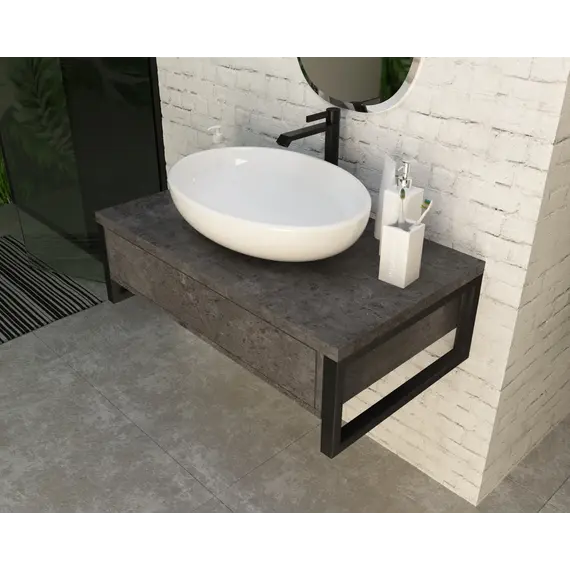 Тумба подвесная 1Marka GRUNGE LOFT бетон темный