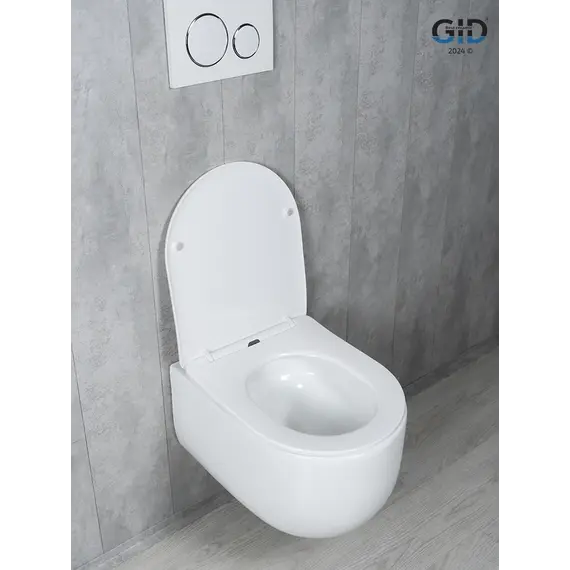Безободковый подвесной унитаз белый микролифт дюропласт Торнадо Gid Tr2133TF