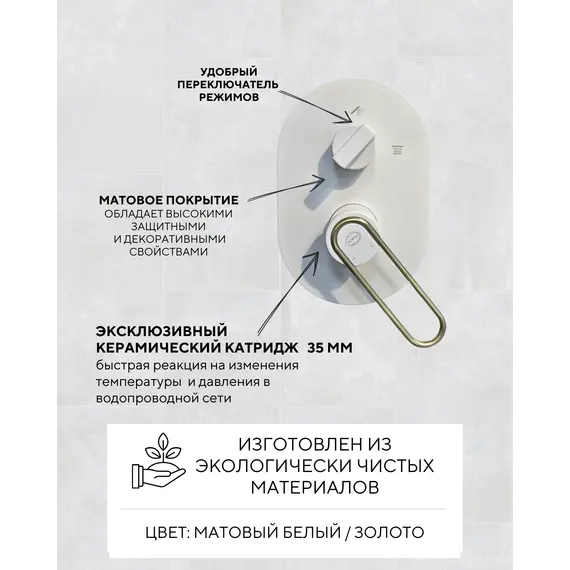 Душевая система ACWEN  JL-51111MW встраиваемая , белый/золото