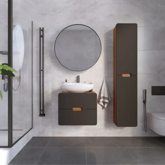 Тумба подвесная 1Marka Vortex  2я орех ноче тортона/монолит найт