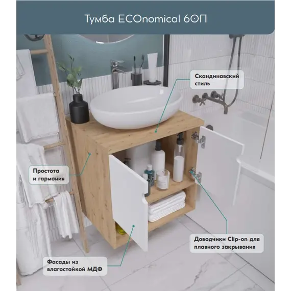 Тумба подвесная 1Marka ECOnomical   Белый