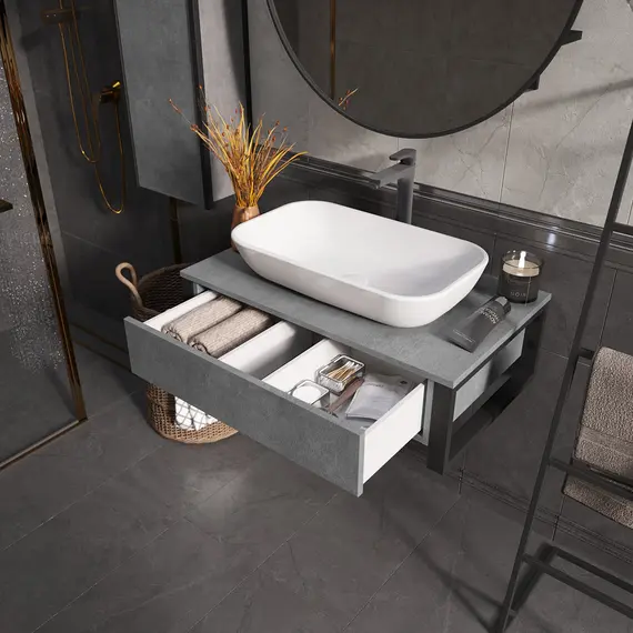 Тумба подвесная 1Marka GRUNGE LOFT  1в.я Бетон лофт