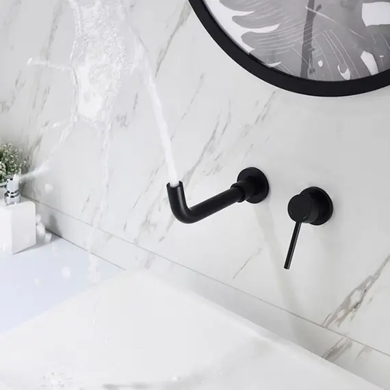 Смеситель для раковины скрытого монтажа ACWEN 6605B черный