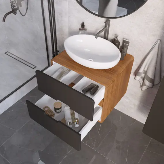 Тумба подвесная 1Marka Vortex  2я орех ноче тортона/монолит найт