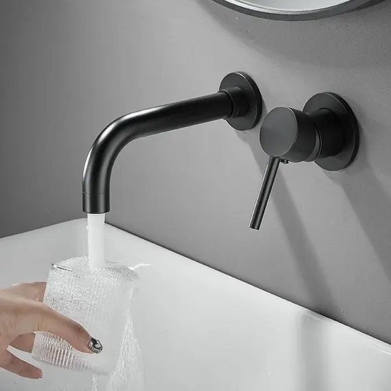 Смеситель для раковины скрытого монтажа ACWEN 6605B черный